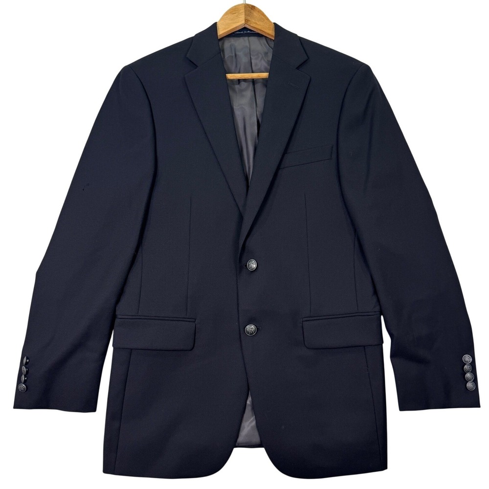 Hart Schaffner Marx HSM Mens 38R Black Blazer Jacket Sport Coat Suit Coat Adult